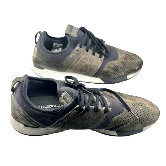 Size 13 New Balance 247 Rev Lite Mens Green Suede Mesh Running Shoes - Picture 8 of 9